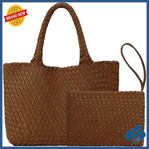 Neoprene Woven Tote Bag with Detachable Wristlet, Waterproof Handbag